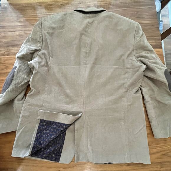 Chaps Tan Corduroy Blazer Size 46 Long Elbow Patches Sport Coat - Picture 4 of 15